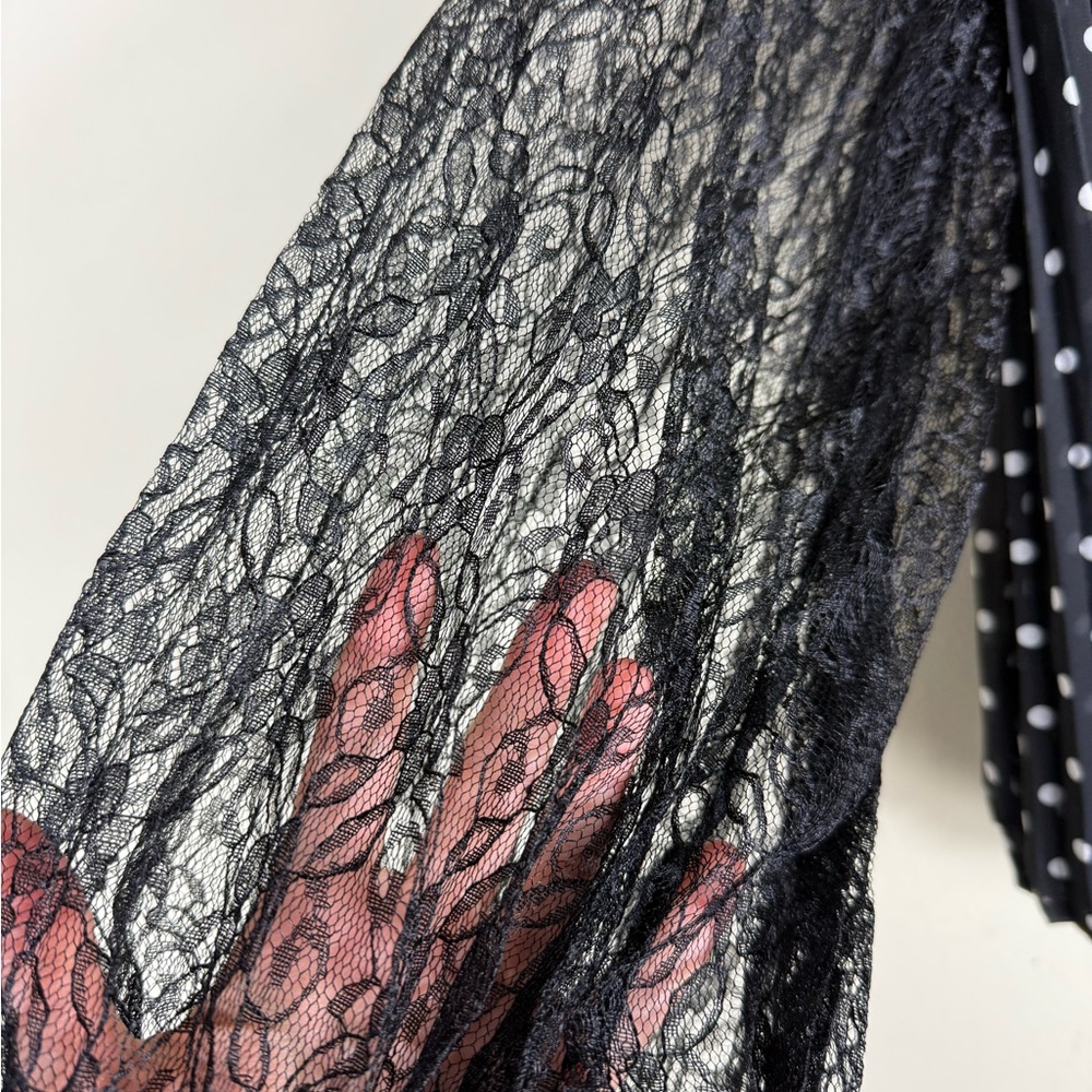 Gracia Black and White Polka Dot Lace Blouse - Picture 3 of 4